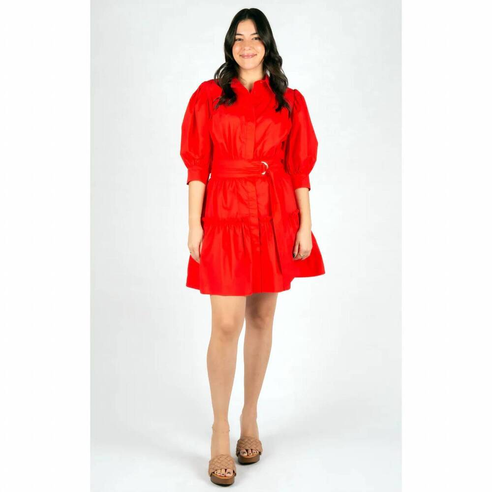 NEW SINCERELY OURS yara mini dress in red poplin